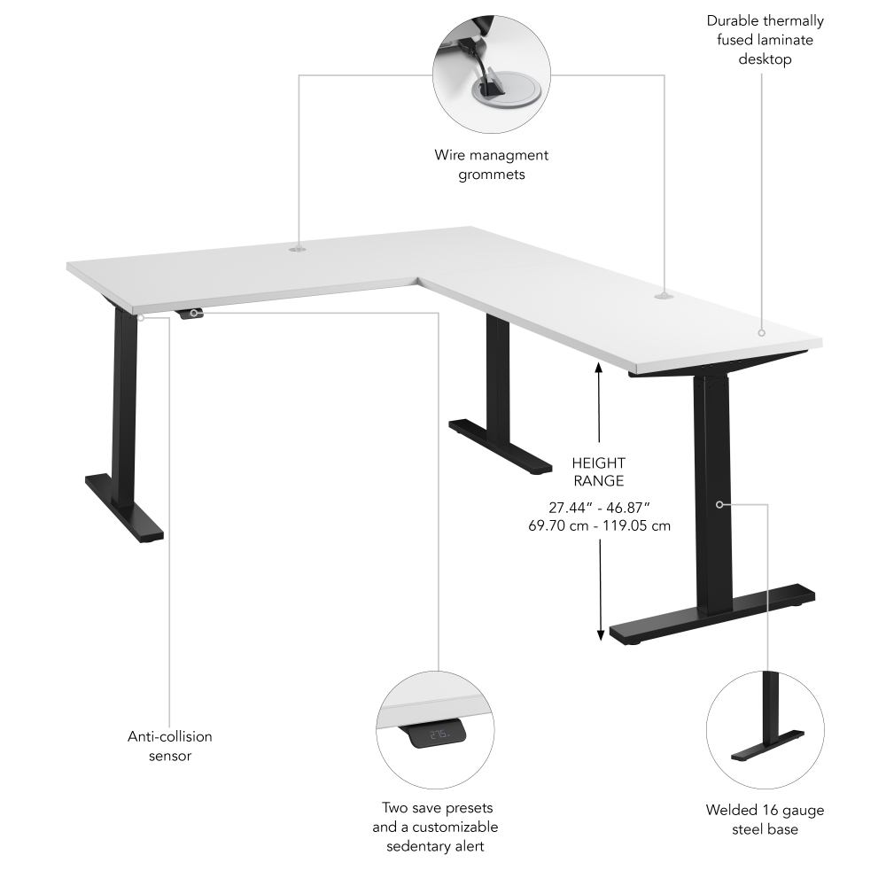 Move 60 Series 60W Height Adjustable L Shaped Standing Desk