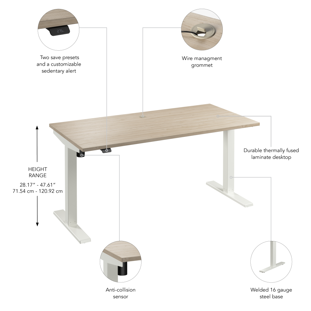 Move 40 Series 60W x 30D Electric Height Adjustable Standing Desk
