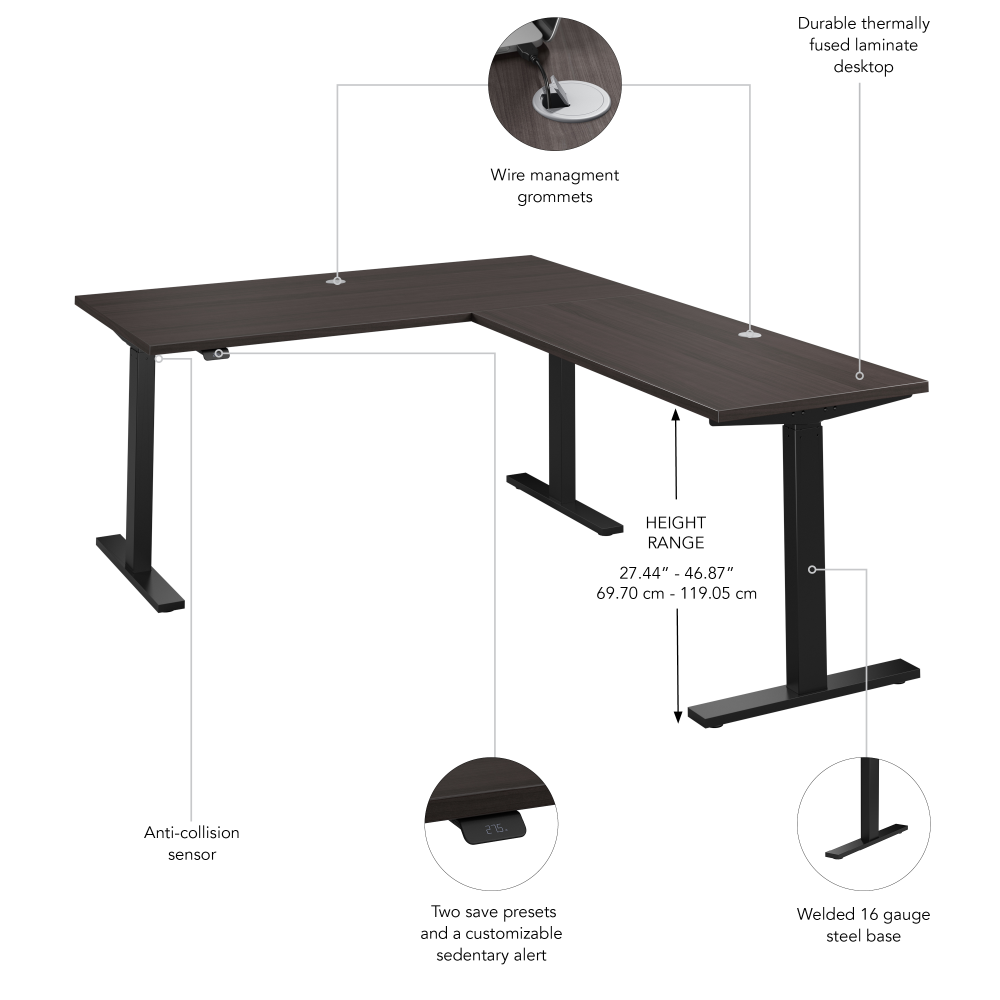 Move 60 Series 60W Height Adjustable L Shaped Standing Desk