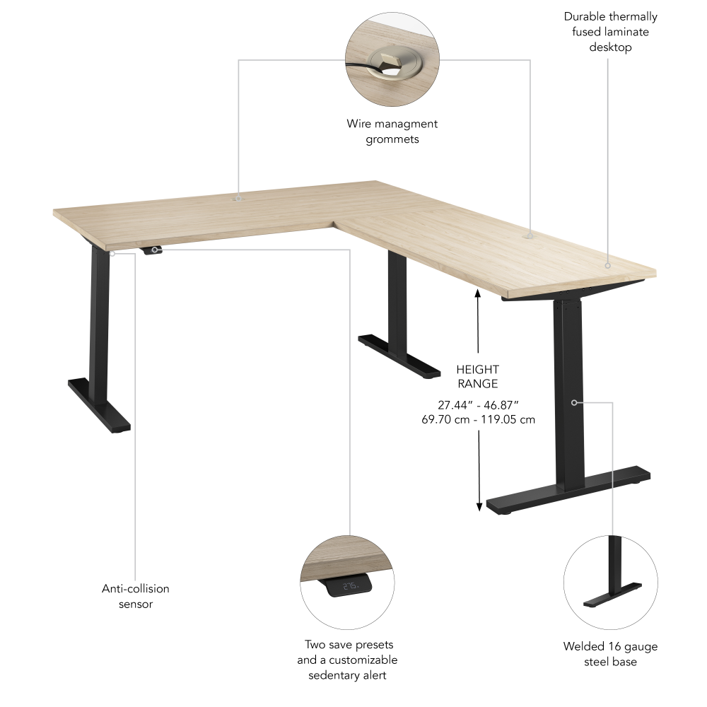 Move 60 Series 60W Height Adjustable L Shaped Standing Desk