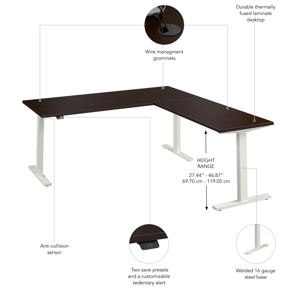 Move 60 Series 72W Height Adjustable L Shaped Standing Desk