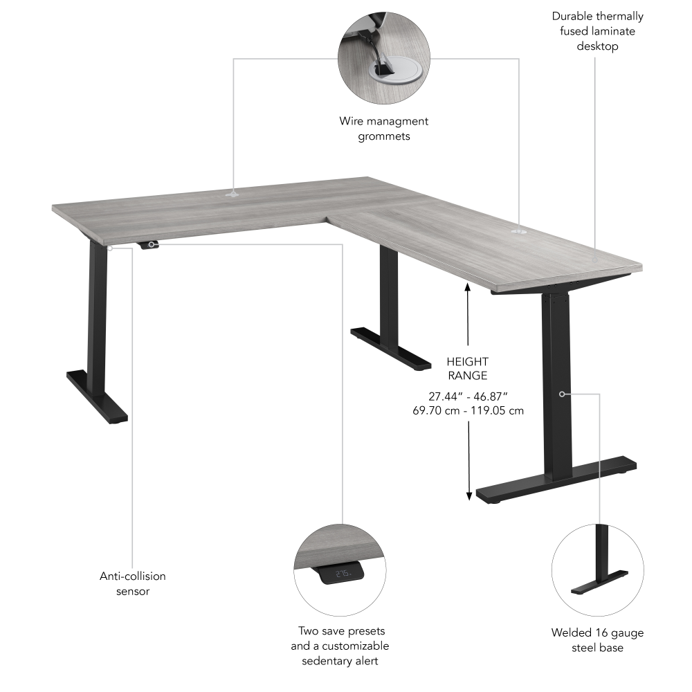 Move 60 Series 60W Height Adjustable L Shaped Standing Desk