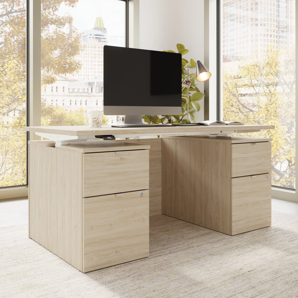 Stratus 60W x 30D Electric Standing Desk with Drawers and Modesty Panel