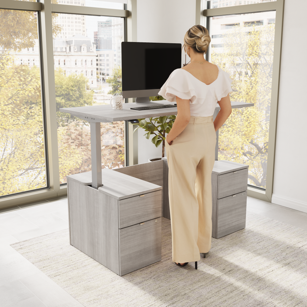 Stratus 60W x 30D Electric Standing Desk with Drawers and Modesty Panel