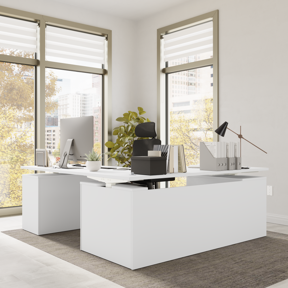 Stratus 72W x 78D Height Adjustable L Shaped Standing Desk with Drawers