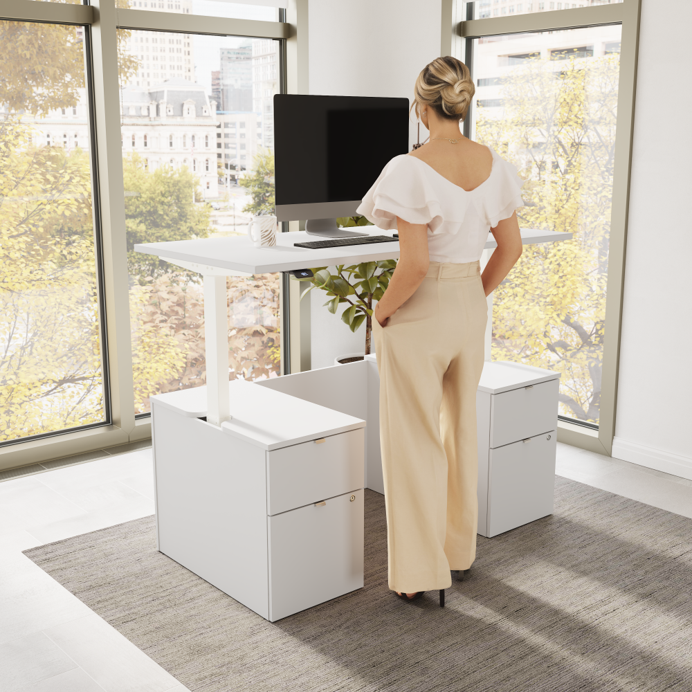 Stratus 60W x 30D Electric Standing Desk with Drawers and Modesty Panel