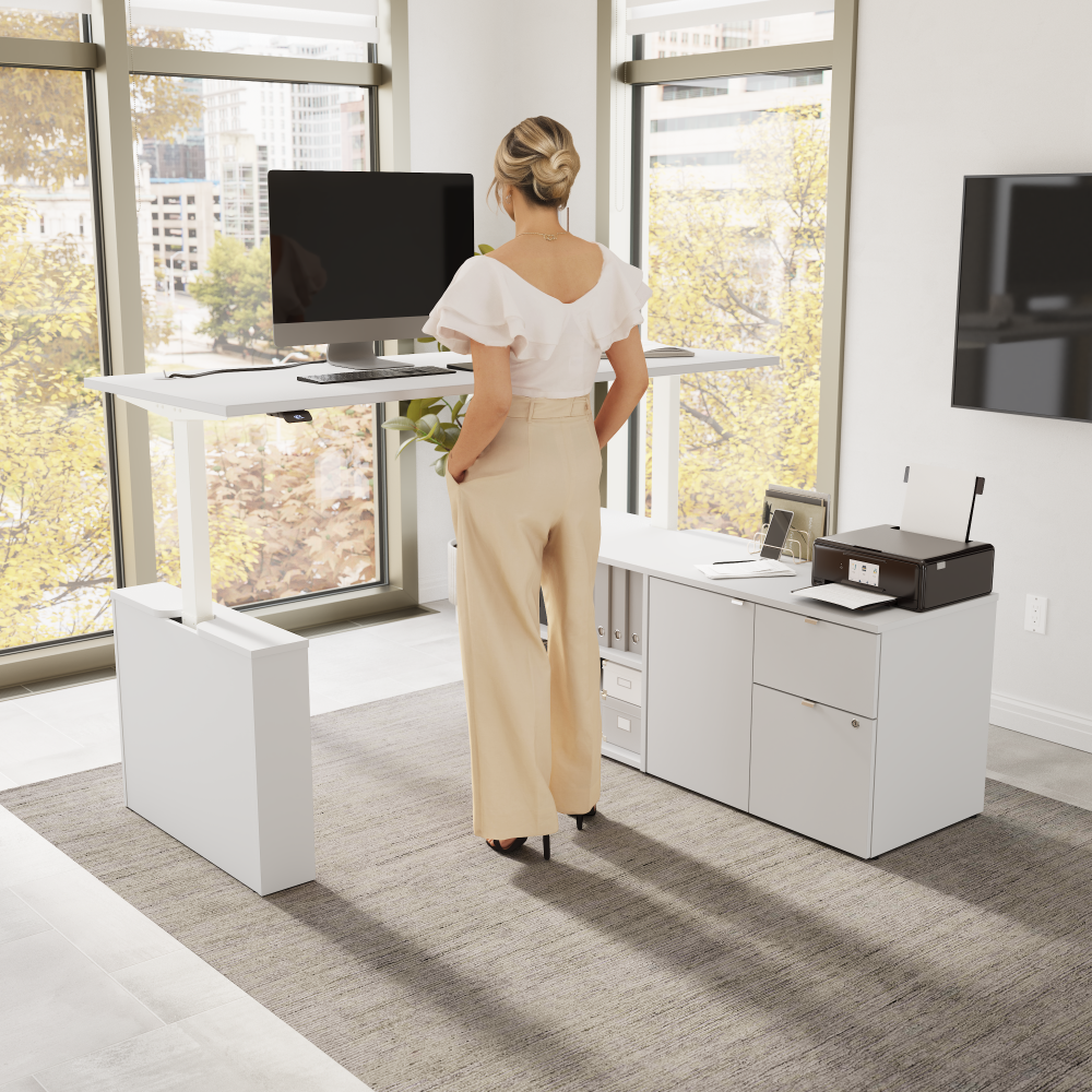 Stratus 72W x 30D Electric Height Adjustable Standing Desk with Storage