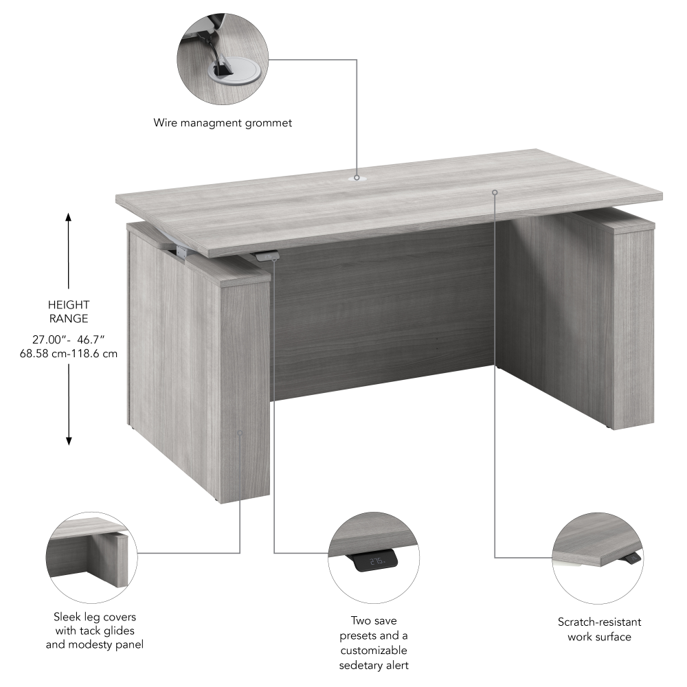 Stratus 60W x 30D Electric Height Adjustable Standing Desk with Modesty Panel