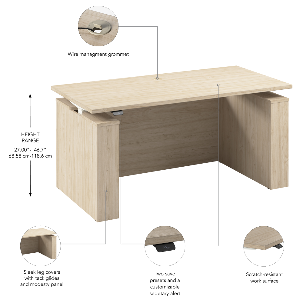 Stratus 60W x 30D Electric Height Adjustable Standing Desk with Modesty Panel