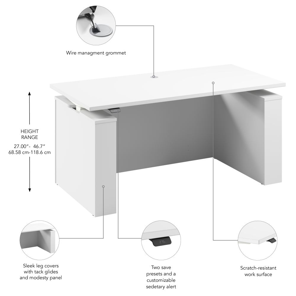 Stratus 60W x 30D Electric Height Adjustable Standing Desk with Modesty Panel